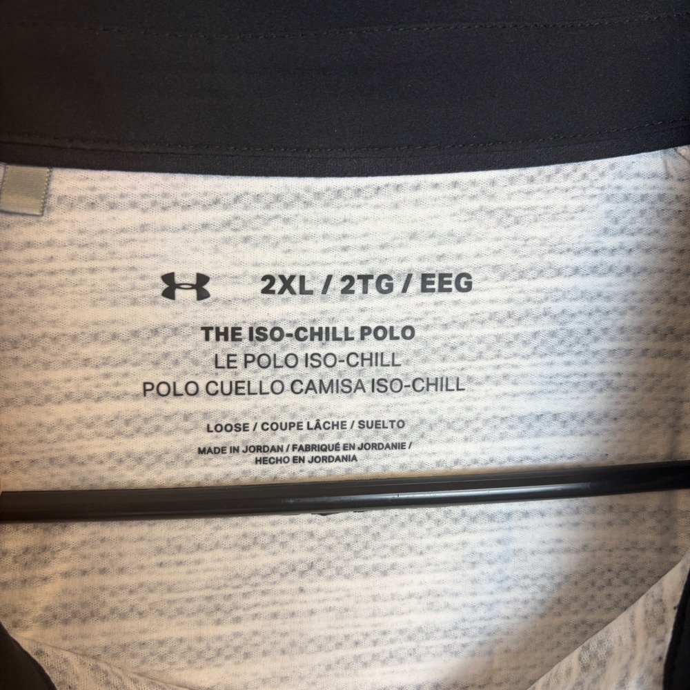 Under Armour Mens Iso-Chill Polo Shirt Black White Space Dye Golf Top XXL 2XL - Picture 3 of 6